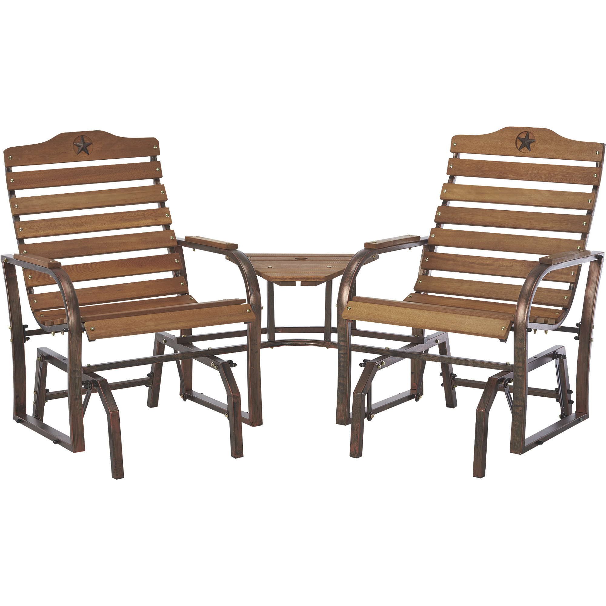 Leigh Country TeteATete Glider with Table, Natural/Copper Finish